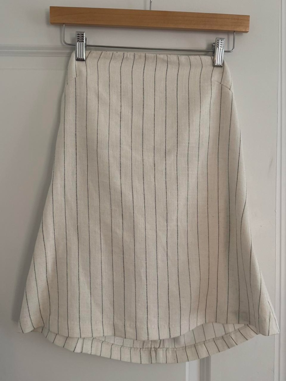 Cream Pinstripe Strapless Top